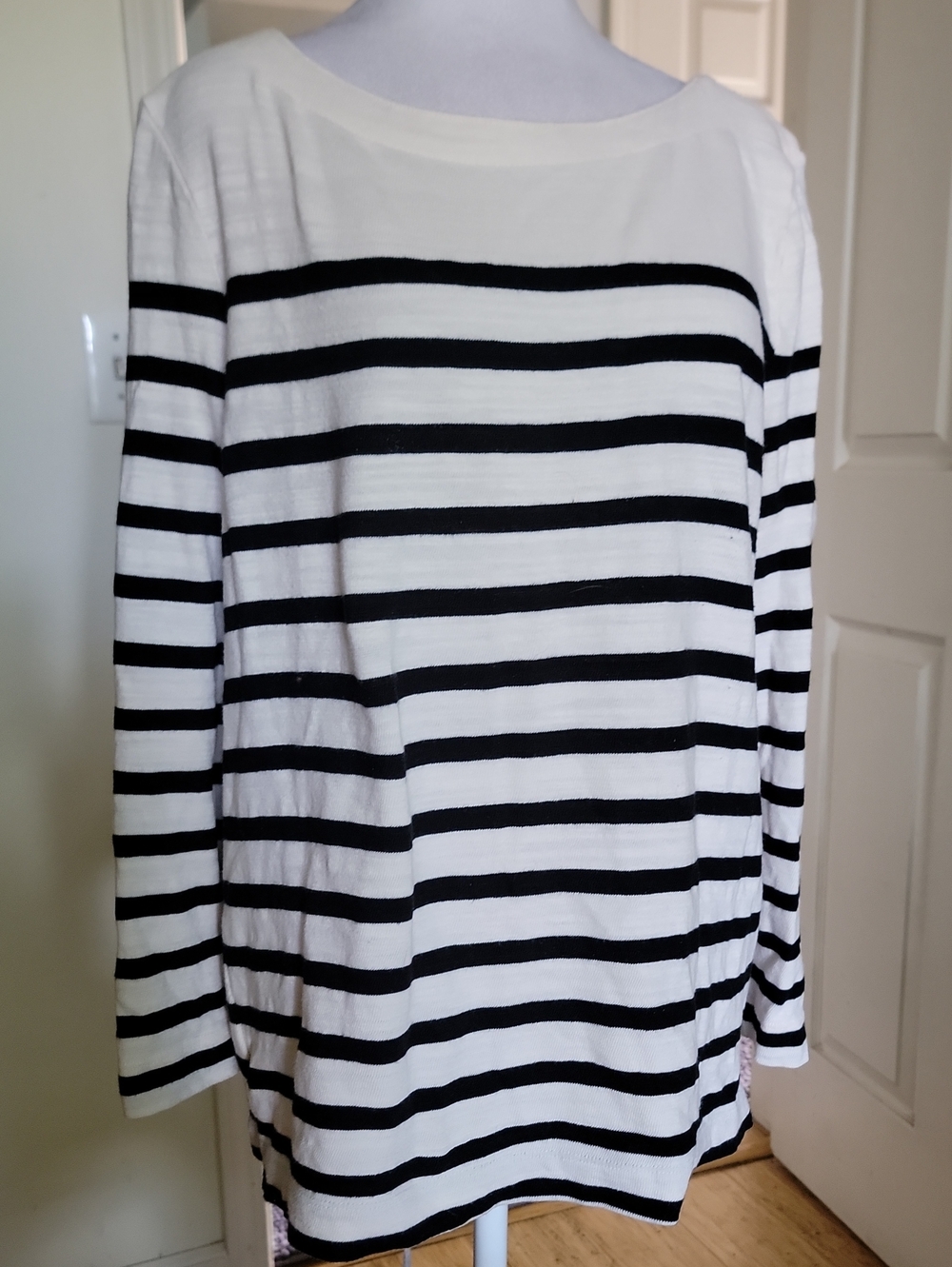 Loft Black & White Striped Long-Sleeve Shirt